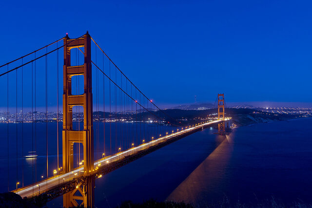 Nighttime Golden Gate Bridge Close Up